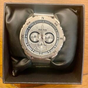Kenneth Cole reaction men’s silver mesh band watch new with box